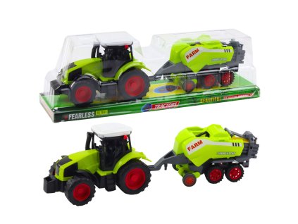 Sada Traktor Zemědělský Traktor Lis na Balíky Sena Zelený