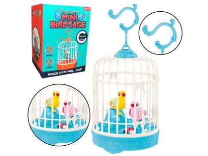Elektrická Klec s Modrými Ptačími Hračkami, Zvuky a Světla