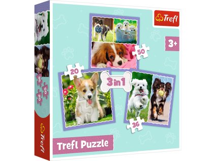Puzzle - 3v1 - Roztomilí pejskové - Trefl 34854
