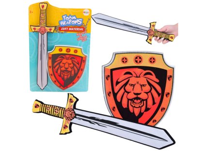 Sada Rytířská Štít Meč Pěnová Znak Lva 2ks