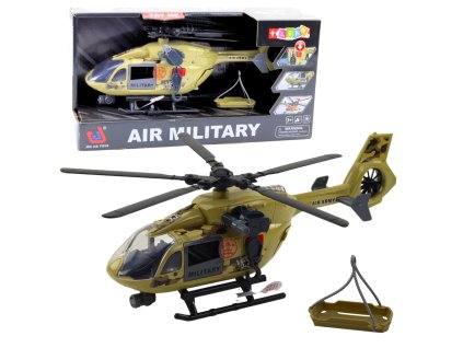 Vojenský vojenský vrtulník s hákem nosítka světla zvuky 1:14