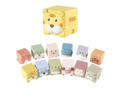 Sada Měkké Smyslové Vzdělávací Kostky Zvířátka 12ks