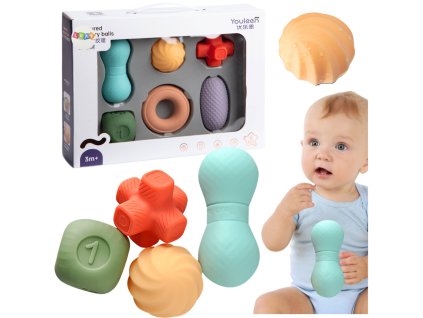 Sada Měkkých Senzorických Hraček Barevné Kostky 6ks