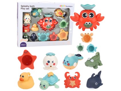 Sada hraček na koupání Krab Mořská Zvířátka 12 ks