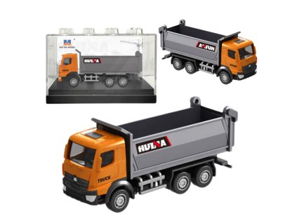 Kovový model sklápěčky Huina v měřítku 1:80, oranžová - sběratelský kousek