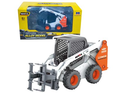 Kovový Kolový Nakladač s Úchopem Bílý 1:50