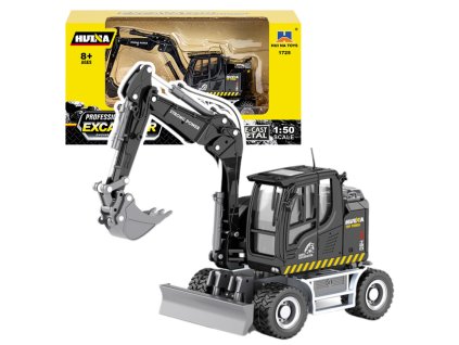 Kovové Kolové Rypadlo s Radlicí Huina Černé 1:50