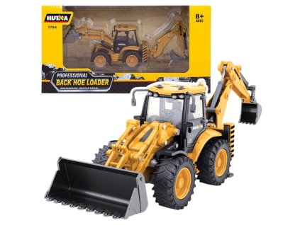 Teleskopický Bagr Nakladač Kovový Huina Žlutý 1:50