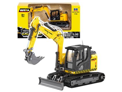 Pásový Bagr s Radlicí Kovový Huina Žlutý 1:50