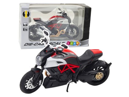 Sportovní Motocykl Kovový Světla Zvuky Zlaté Červené Prvky 1:12