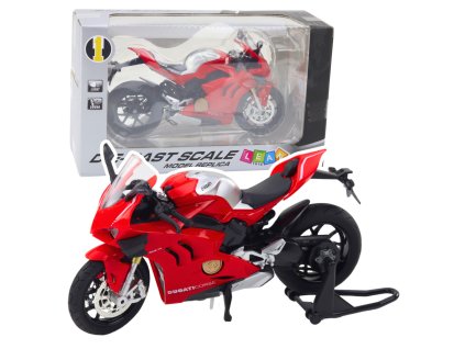 Kovový Sportovní Motocykl Zvuky Světla Červený 1:12