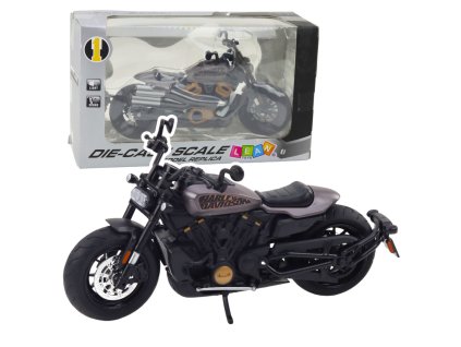 Kovový Motocykl Chopper 1:12 Černý se Šedými Prvky Světla Zvuky