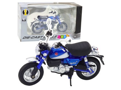 Klasický Retro Motocykl Kovový Modrý se Světly 1:12