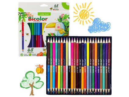 Sada Dvoubarevných Školních Trojúhelníkových Pastelky 48 Barev