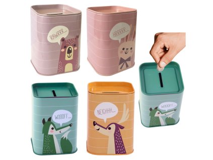 Kovová pokladnička Zvířátko Učení šetření 11x8 cm