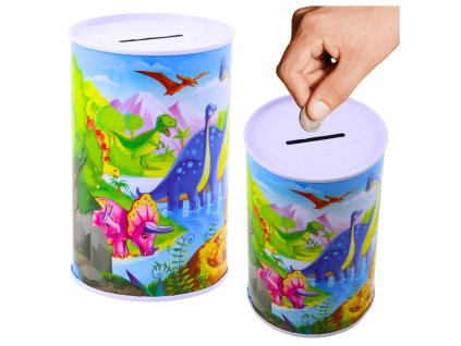 Pokladnička s Dinosaury Barevná Kovová 13 x 8cm