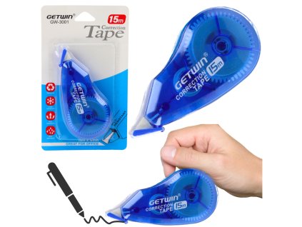Korekční páska myška školní kancelářská 15m x 5mm modrá
