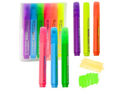Sada Zvýrazňovačů Školní Kancelářské Barevné Neonové 6ks.