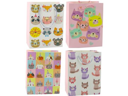 Dárková taška Papírová Kočky Třpytivá 23 x 18 x 10,5 cm