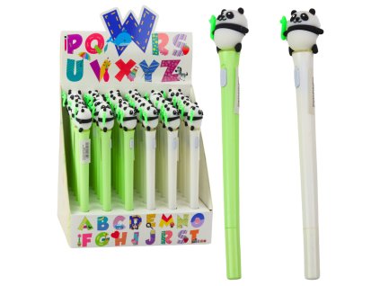 Psaní Pero s Medvídkem Pandou Svítící Modrá Náplň Zeleno-Bílá
