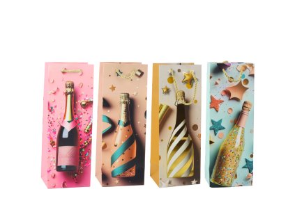 Papírová Dárková Taška na Láhev Šampaňského Pastelová 35 x 12 x 9 cm