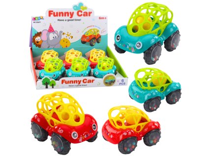 Dětské chrastítko autíčko pro miminka Červená Zelená