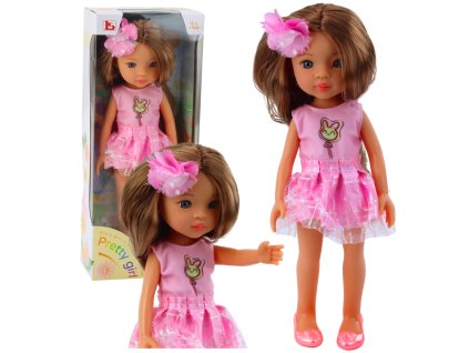 Panenka v Růžových Šatech Dlouhé Hnědé Vlasy Květnová Spona