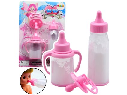 Sada Pro Miminka Panenky Láhve Mizející Mléko Dudlík
