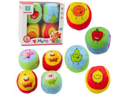 Sada Měkkých Míčků pro Batolata Barevné Ovoce 4ks