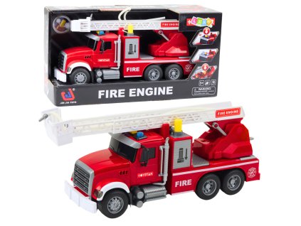 Hasičský vůz s výsuvným ramenem Voda Světla Zvuky Červený 1:14