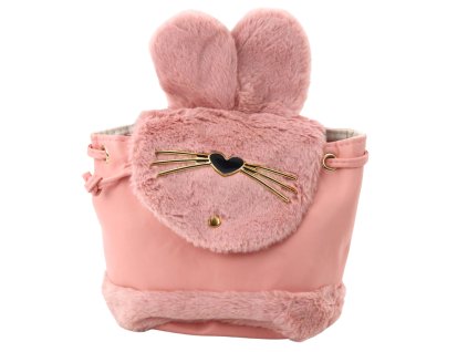 Dětský Batoh Plyšový Uši Nastavitelný Popruh Růžový 22cm 4L