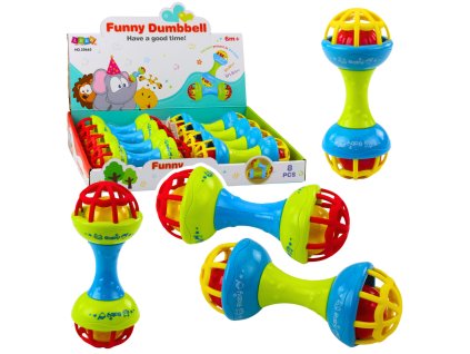 Barevná Chrastící Hrkačka v Tvaru Činky pro Miminka