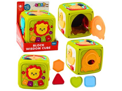 Interaktivní vzdělávací kostka pro děti Lev Zelená