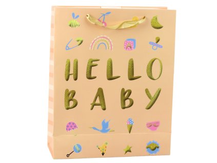 Dětská dárková taška Hello Baby Broskvová 32 x 26 x 10cm