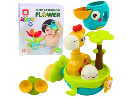 Interaktivní smyslová koupací hračka s barevnou přísavkovou žirafou