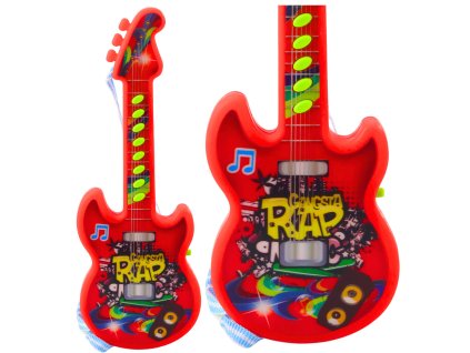 Dětská Elektrická Kytara Melodie Solmizace Červená 29cm