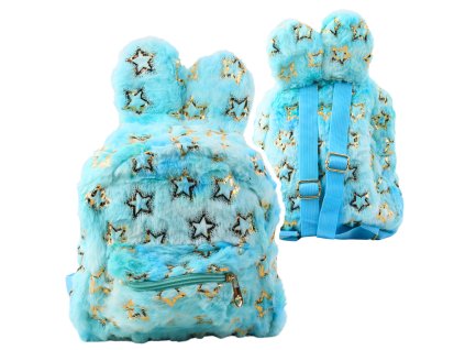 Plyšový Dětský Batoh Zlaté Hvězdy Modrý