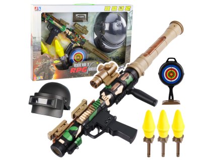 Vojenská Sada Bazooka RPG Helma Štít Pěnové Střely
