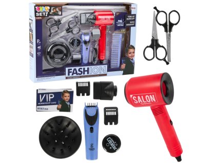 Dětská kadeřnická sada pro chlapce s fénem, strojkem a hřebeny