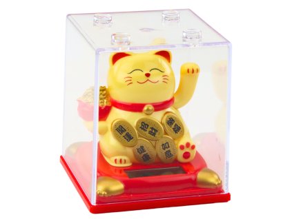 Čínská Soška Štěstí v Vitríně Solární Figurína Dekorace Béžová