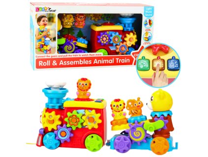 Interaktivní Hudební Vlak pro Děti Medvídek Barevná Ozubená Kola