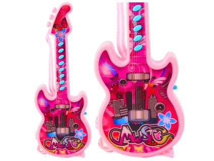 Elektrická Kytara pro Děti Melodie Gama Solmizační Růžová 29 cm