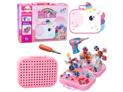 Stavebnice s vrtačkou Jednorožec DIY Sada Kostek