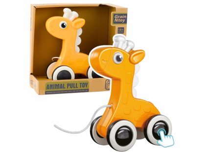 Eko Žlutá Žirafa na Provázku s Píšťalkou Hračka k Tahání