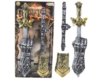 Rytířská Sada Gladiátor Meč Chrániče Ozdobený Pás