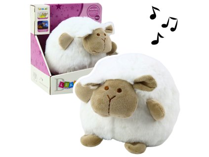 Uklidňující plyšová ovečka s melodiemi a světlem bílá