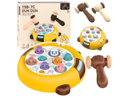 Hra Dovednostní Whack-A-Mole Dva Kladívka Kočička Žluto Hnědá