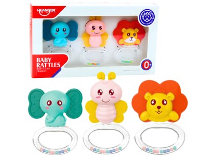 Sada Kousátek a Chrastítek pro Kojence Zvířátka 3 ks