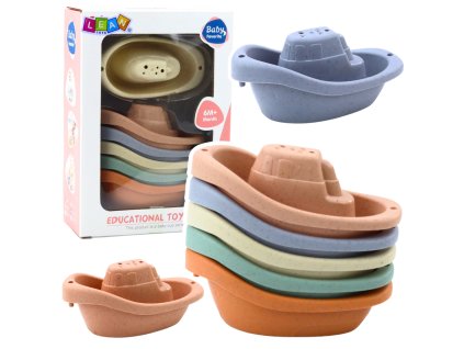 Sada Pastelových Hraček Lodiček Do Koupele Pro Děti 6ks
