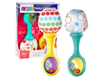 Sada Chrastítek s Měkkým Míčkem Vzory Žlutá Zelená 2 ks